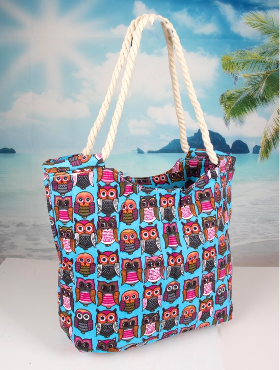 Owl Print Canvas Tote Bag